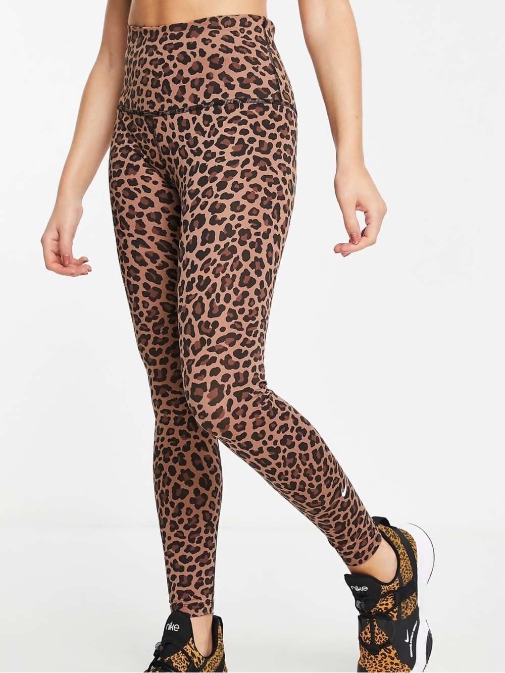 Nike Training One Dri-FIT high-waisted leopard print leggings in brown XS